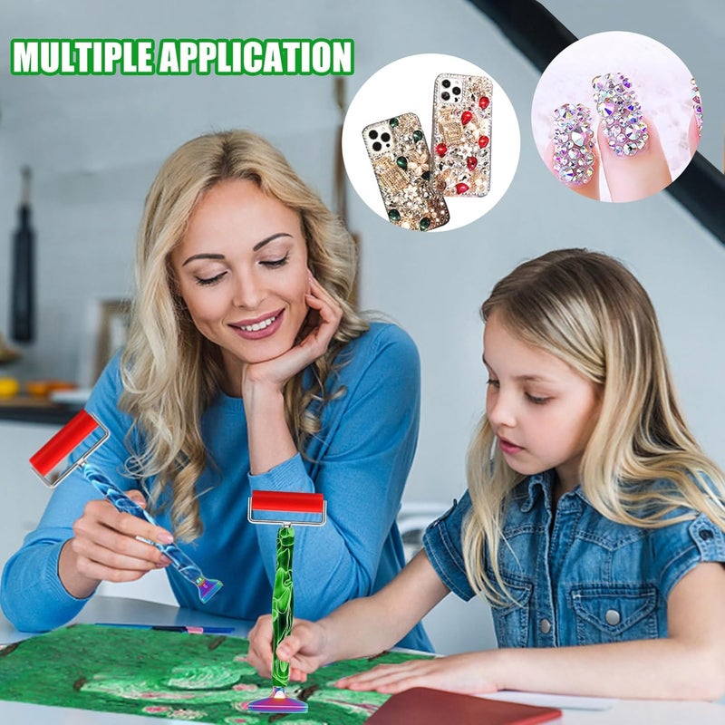 Heyseri 14PCS Diamond Painting Pen Accessories Tools Set, Exquisite Stainless Steel Metal Pen Tips,Ergonomic Diamond Art Pen and 6 Painting Glue Clay,Comfort Grip and Faster Drilling (Green Rainbow) - Image 4